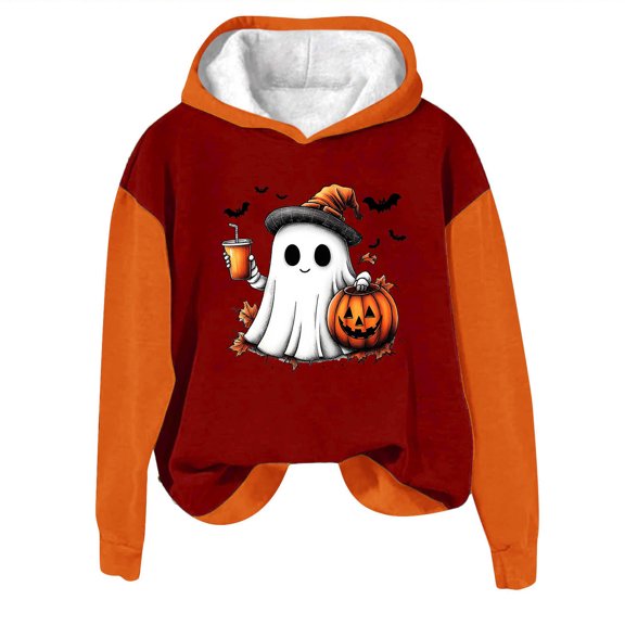 Makaor Womens Hoodies Pullover Graphic Halloween Sweatshirt Fleece Long Sleeve Pullover Tops Casual Fall Clothes