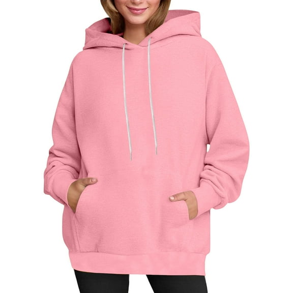 Makaor Womens Hoodies Tunic Sweatshirt Fleece Long Sleeve Pullover Tops Solid Oversized Drawstring Casual Clothes