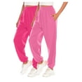 thumbnail image 1 of Makaor Womens Joggers Sweatpants with Pockets 2 Pack Solid Baggy Loose Trousers with Elastic Waist Pink L, 1 of 2