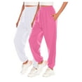 thumbnail image 1 of Makaor Womens Joggers with Pockets 2 Pack Solid Baggy Lounge Pants with Elastic Waist Pink L, 1 of 2