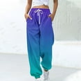 thumbnail image 1 of Makaor Womens Joggers with Pockets Wide Leg Baggy Drawstring Loose Sweatpants with Elastic Waist Mint Green M, 1 of 5