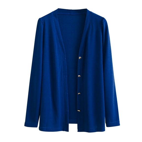 Makaor Womens Lightweight Knit Jacket Coat Solid Color Plus Size Button Long Sleeve Outerwear Winter Warm Tops Clothes