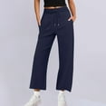 thumbnail image 1 of Makaor Womens Lounge Sweatpants with Pockets Straight Leg Solid Elastic Waist Baggy Drawstring Athletic Pants Navy 2XL, 1 of 6