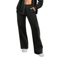 thumbnail image 1 of Makaor Womens Lounge Sweatpants with Pockets Wide Leg Solid Baggy Fleece Athletic Pants with Elastic Waist Black S, 1 of 6
