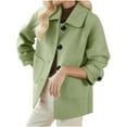 thumbnail image 1 of Makaor Womens Peacoat Jacket Fleece Pockets Collared Coat Solid Plus Size Button Long Sleeve Outerwear Warm Clothes, 1 of 6