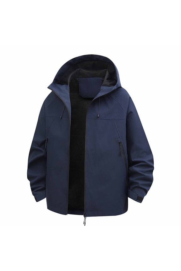 Womens Rain Coat Waterproof Hooded Jacket Solid Plus Size Zipper Front Long Sleeve Outerwear Tops Clothes Pockets