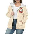 thumbnail image 1 of Makaor Womens Sweatshirts Jackets Christmas Fleece Hooded Coat Solid Plus Size Zipper Long Sleeve Outerwear Soft Clothes, 1 of 5