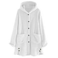 thumbnail image 1 of Makaor Womens Winter Fleece Coats Hooded Jacket Solid Button Long Sleeve Outerwear Soft Winter Warm Tops Clothes Pockets, 1 of 8