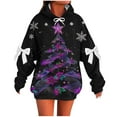 thumbnail image 1 of Makaor Womens Zip Hoodie Christmas Plus Size Tunic Sweatshirt Long Sleeve Pullover Graphic with Bow Oversized Tops, 1 of 5
