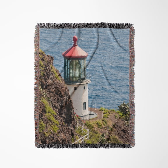 Makapuu Point Lighthouse, Oahu, Hawaii., Woven Blanket