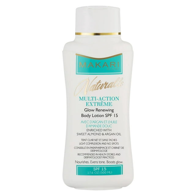 Makari Naturalle Multi-Action Extreme Body Lotion 17.6oz - Moisturizing Body Cream with Argan Oil & SPF 15 - Toning & Treatment for Dry Skin, Age Spots, Unevenness