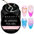 thumbnail image 1 of Makartt 3D Nail Gel: 8 ml Nail Foil Glue UV Nail Glue, Nail Charm Glue Transfer Gel for Nail Foil Sheets 3D Gel Nail Art with Chrome Nail Powder Salon DIY Use, UV LED Lamp Required C40, 1 of 3