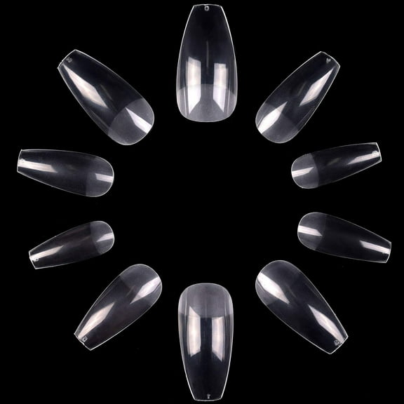 Makartt 500pcs Full Cover Coffin Nails Tips Ballerina Nail Tips Fake Nail Acrylic Nali tips Clear Press On Nail False Nail(10 Sizes)