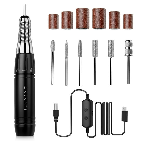Makartt Electric Acrylic Nail Drill Machine,Black Portable Handheld Electric Nail Drill Kits Manicure with Nail Drill Bits