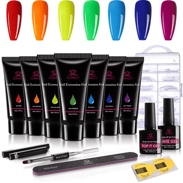 Makartt Poly Nail Gel Kit-7 Colors Nail Extension Gel with Base and Top Coat Nail Molds All-in-One French Manicure Kit