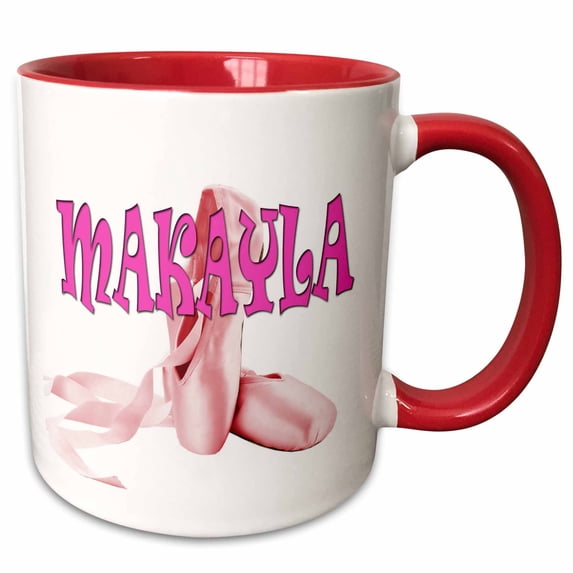 3drose, Makayla. Pink Ballet Shoes., 15oz Two-tone Red Mug