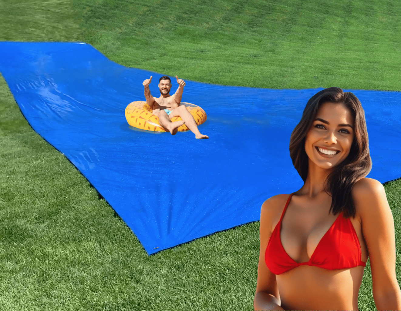 Make-A-Slide™ - 150 FEET LONG - Giant blue backyard slip and slide water slide