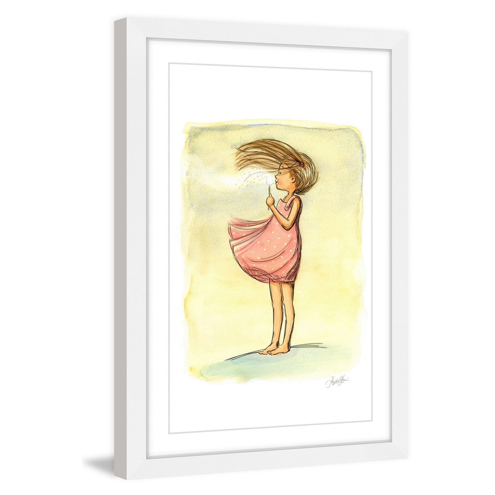 "Make A Wish" Framed Painting Art Print, 12" x 1.5"