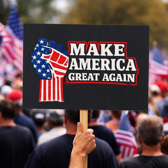 Make America Again Protest , Patriotic Fist Flag Poster , Poster Print Only