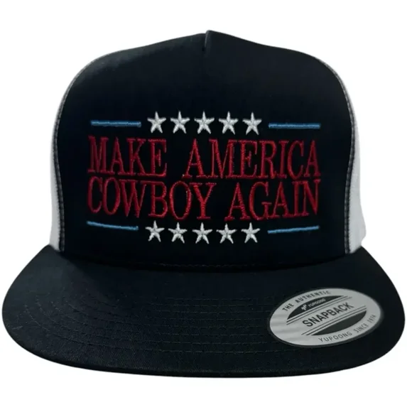 Make America Cowboy Again Hat, Adjustable Snapback Baseball Cap with Western Embroidery, Patriotic Statement Hat for Men and Women, Perfect for Rodeo, Streetwear and Festivals