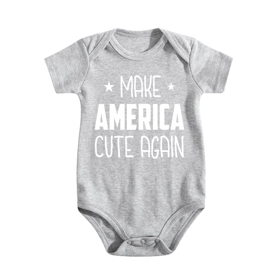Make America Cute Again Baby Bodysuit Funny Cute Adorable Infant Romper Clothing Boys Light Gray-style 6-9M