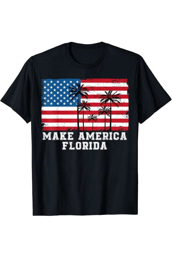 Make America Florida Retro Graphic Unisex Short Sleeve T-Shirt Black Sunshine State Pride Casual Tee For Men Women