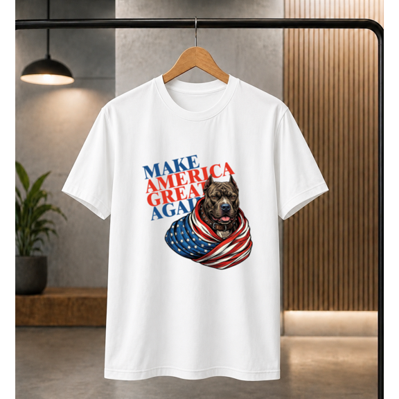 Make America Great Again Pitbull Dog American Flag T-Shirt, for men & women, S-5XL