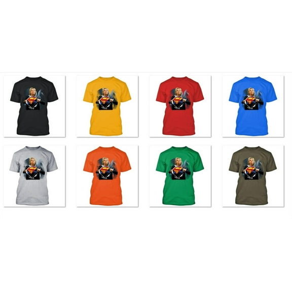 Make America Great Super Hillary Clinton Printed T-shirt Mens Tee Short Sleeve T-Shirt Soft and Comfy Shirt, Lightweight Shirt Color Orange Large