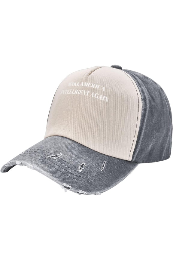 Make America Intelligent Again Hat Vintage Adjustable Baseball Cap Cotton Dad Hat Trucker Hat for Women Men,Dark Red