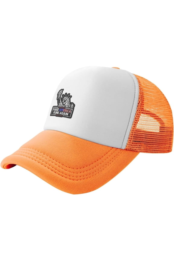 Make America Punk Again Slogan Unisex Adult Adjustable Mesh Hats Baseball Hat Trucker Cap for Men Women Orange