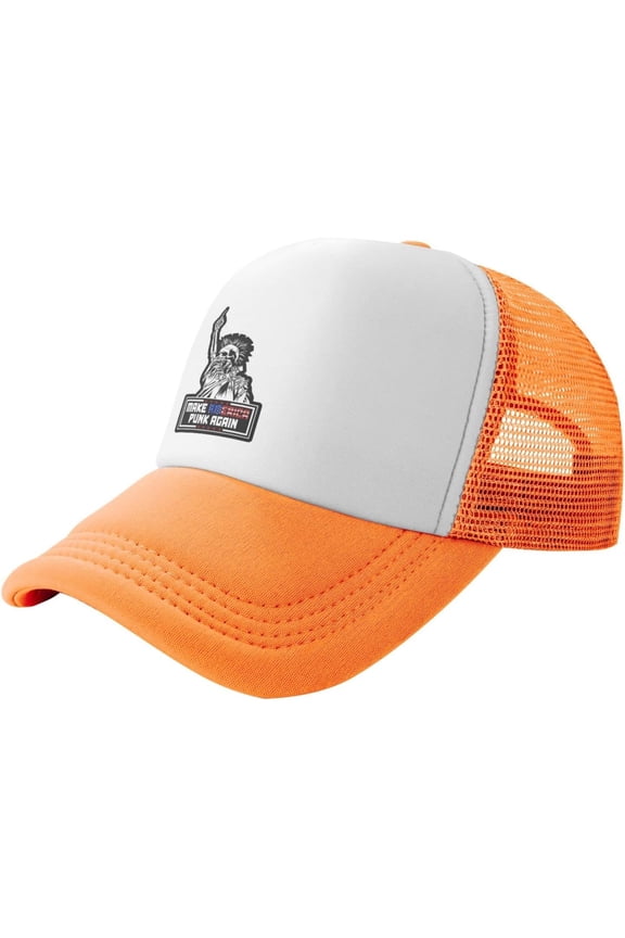 Make America Punk Again Slogan Unisex Adult Adjustable Mesh Hats Baseball Hat Trucker Cap for Men Women Orange
