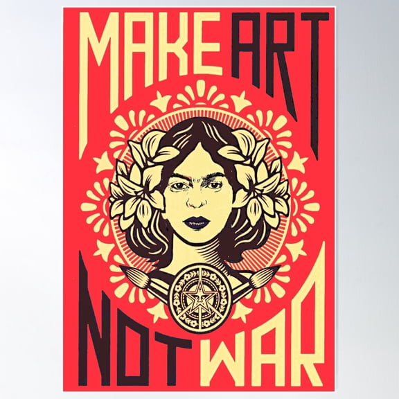 Make Art Not War Frida Kahlo Poster Wall Art, Modern Wall Decor For Living Room Bedroom, 12x18 UNFRAMED