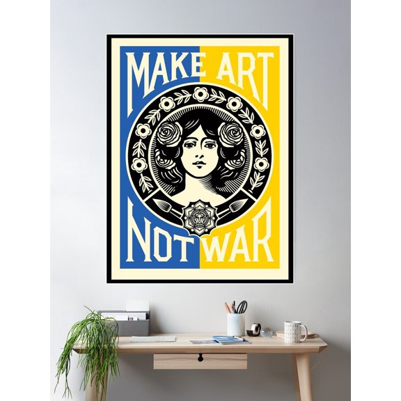 Make Art Not War Poster Wall Art, Modern Wall Decor For Living Room Bedroom, 24x36 UNFRAMED