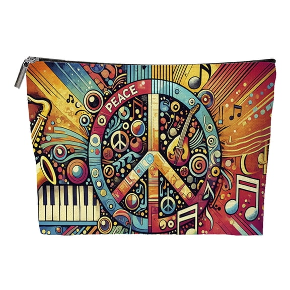 Make Up Bag,Travel Bag,Makeup Bag Student Zipper Pouch,Retro Hippie Flowers Makeup Bag Floral Lovers Gift Vintage Flower Cosmetic Bag Mom Birthday Nurse Mothers Day(9*7IN)