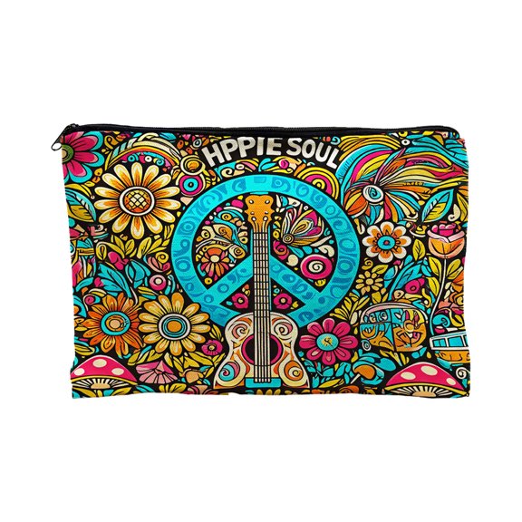 Make Up Bag,Travel Bag,Retro Hippie Flowers Makeup Bag Floral Lovers Gift Vintage Flower Cosmetic Bag Mom Birthday Nurse Mothers Day Graduation Friendship Gifts for Women(9.5*7IN)