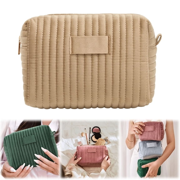Make Up Bags for Women, Personalized Cosmetic Bags Women, Small Quilted Makeup Pouch, Cute Makeup Bag Travel, Birthday Gifts for Women, 1 Pcs, 8.66x5.11x5.9"