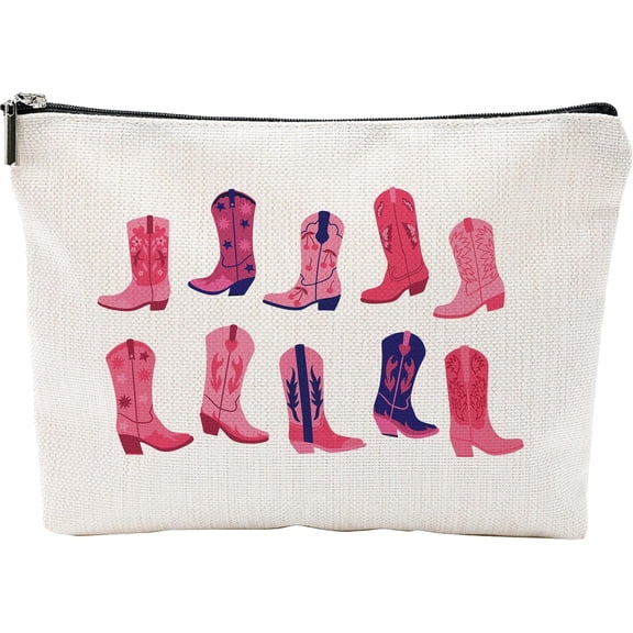 Make Up Bags For Women, Western Country Cowgirl Toiletry Bags For Traveling Women, Small Makeup Pouch, Make Up Travel Bag Organizer, Travel Bag Cowboy Boots Gifts (A07)