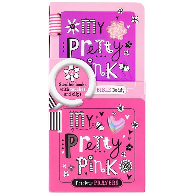 Make Believe Ideas 374904 Shiny Vinyl Stroller Books Set - Little Precious Prayers & Bible StoRy Buddies - Pink