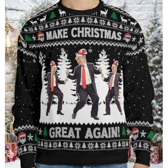 Make Christmas Great Again, Funny Trump Dancing Ugly Sweater, Trump 2024 Christmas All-over-printed Sweatshirt