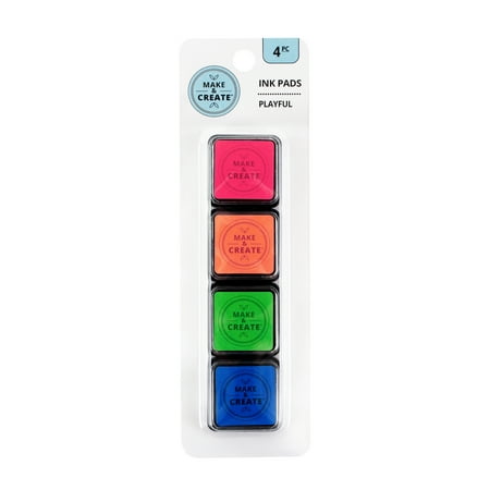 Make & Create Ink Pads for Adult Crafts and Scrapbooking, 4 Pieces, Playful,