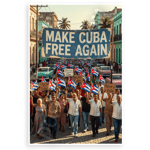 Make Cuba Free Again Protest March Havana Street 12x18 US Made Poster