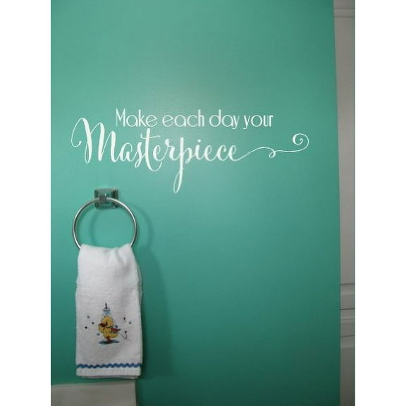 Make Each Day Your Masterpiece Inspirational Wall Decals Vinyl Stickers 23x8-Inch White