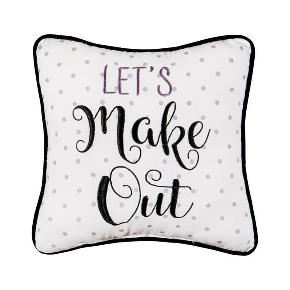 Let's Make Out Embroidered Small/Petite Accent Pillow Decor Decoration Accent Small/Petite Accent Pillow Square With Funny Saying Polka Dots For Bed Living Room Chair