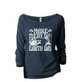 thumbnail image 1 of Make Every Day Earth Day Women's Fashion Slouchy 3/4 Sleeves Raglan Lightweight Sweatshirt Navy X-Large, 1 of 3
