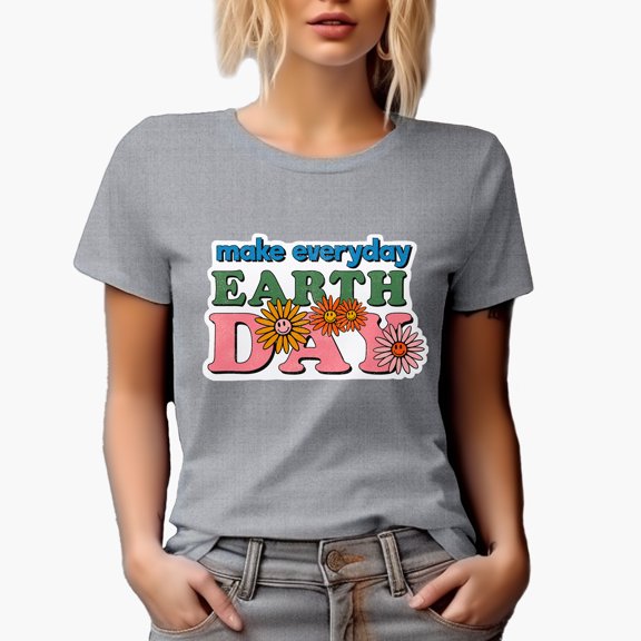 Make Everyday Earth Day Art Merch Gift, Heather Grey T-Shirt, Large