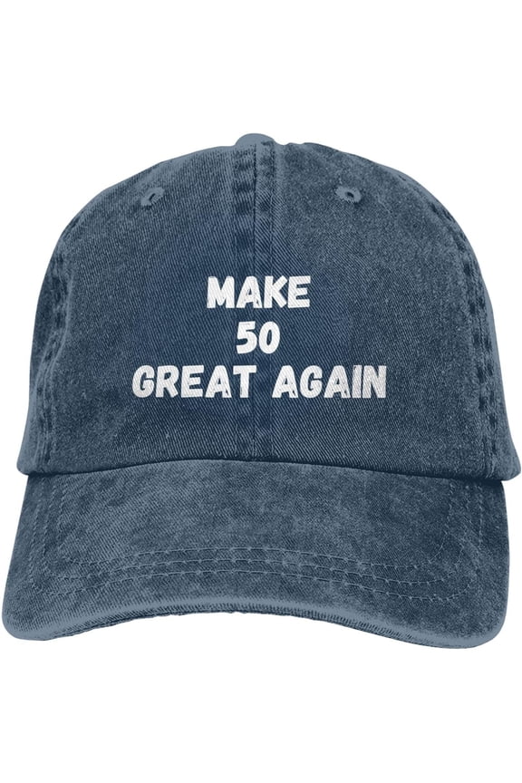 Make Fifty Great Again Funny Hat Adjustable Denim Baseball Cap Black Dad Hat Men Women