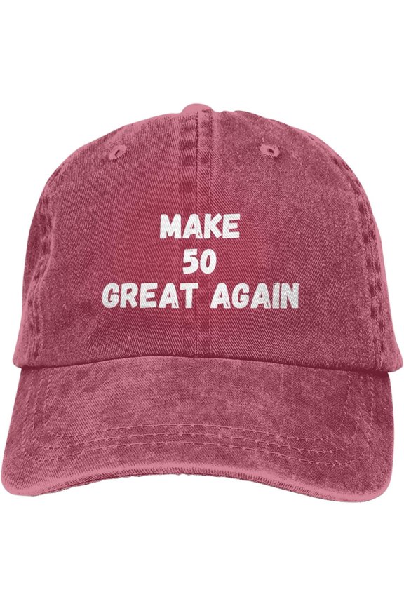 Make Fifty Great Again Funny Hat Adjustable Denim Baseball Cap Black Dad Hat Men Women