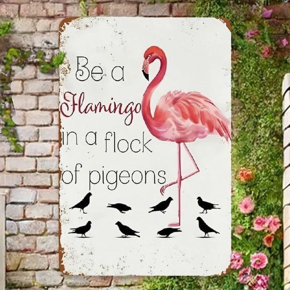 Make a Flamingo Metal Tin Sign - 8X12 Inch | Rust-Resistant Wall Art for Cafes, Kitchens, Restaurants, Gardening Outdoor Decoration | Pre-Drilled Holes for Easy Installation, Room Decor