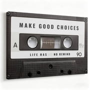 Make Good Choices Cassette Tape Canvas Wall Art, Retro 80s 90s Motivational Decor, Vintage Audio Quote Artwork For Home Office, Bedroom, Dorm Room, Ready To Hang