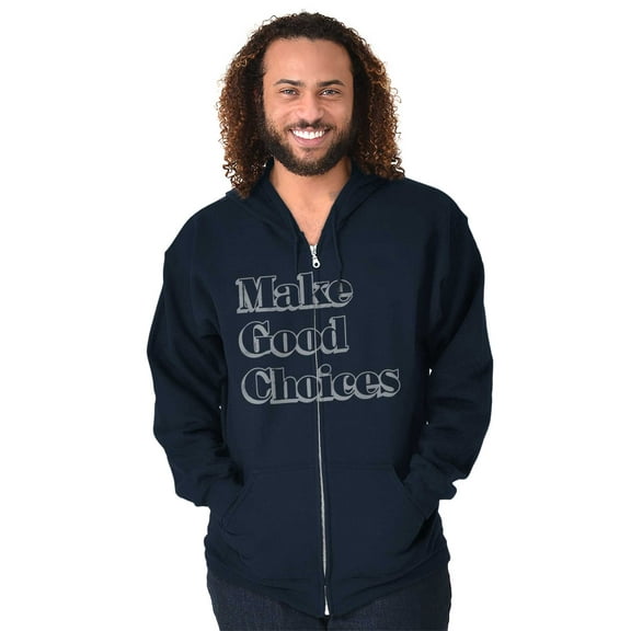 Make Good Choices Motivational Gym Unisex Fleece Graphic Zip Up Hoodie Brisco Brands 5X